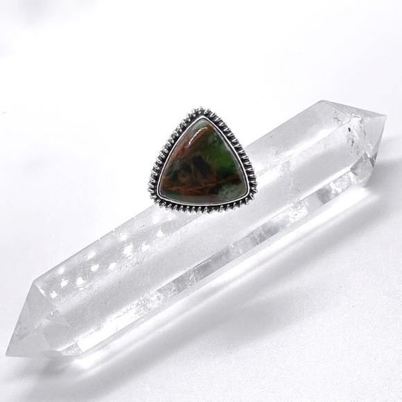 STERLING Silver National Turkish Rainforest Chrysocolla Ring - Picture 2 of 6